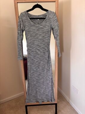 Old Navy Maternity Blue heathered Ribbed Knit Long Sleeve Dress